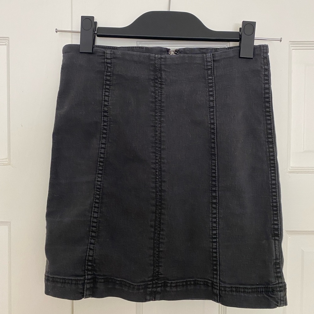 Free People Modern Femme Washed Black Denim Mini Skirt 2 NWOT